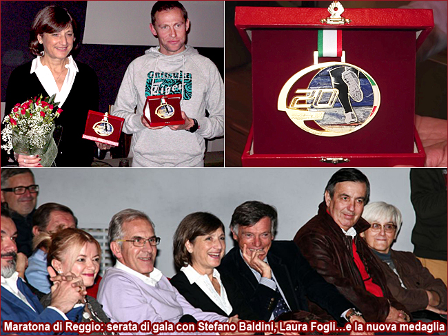 Reggio Emilia 2015 serata di gala con Stefano Baldini Laura Fogli nuova medaglia