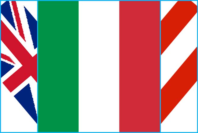 Bandiere GB IT AT