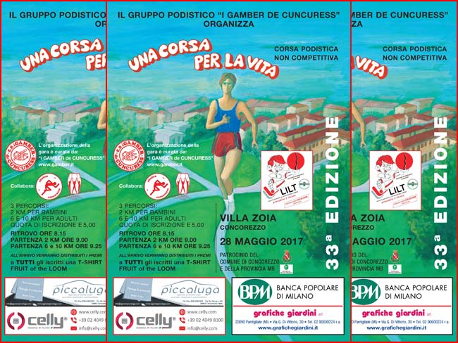 28.05.2017 CONCOREZZO Corsa Per La Vita Volantino 2017 650x488
